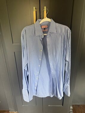 Thomas Pink Blue Micro-Check Casual Button-Down Shirt